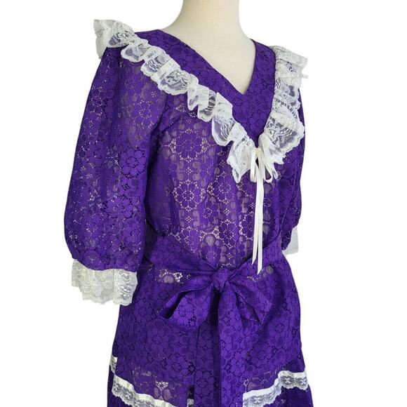 VTG Pitchfork 3pc Set Skirt Top & Sash M/L Purple Country Western Square Dancing - Picture 2 of 15